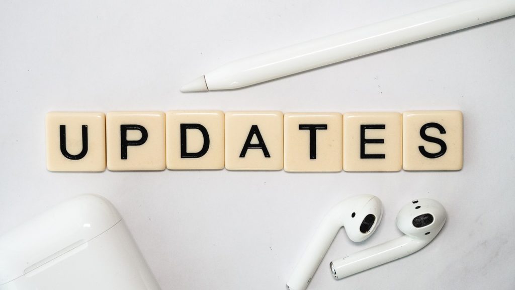 scrabble letters spelling updates with iphone speakers, iphone updates are important